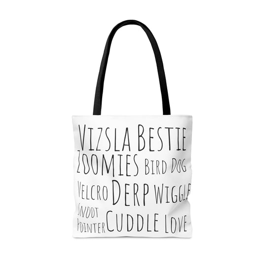 Two Sided Vizsla Tote Bag - Word Collage