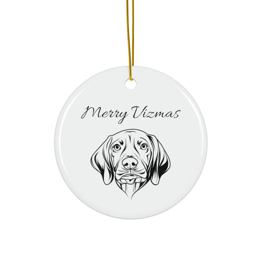 Vizsla Christmas Ornament - "Merry Vizmas"